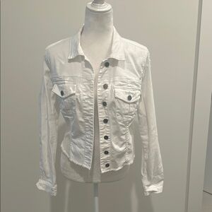 Kut From The Kloth Petite White Stretch Denim Jacket Sz LP